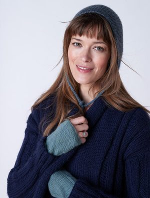 modèle tricot Coiffe et chauffe poignets en Cardamome de Plassard