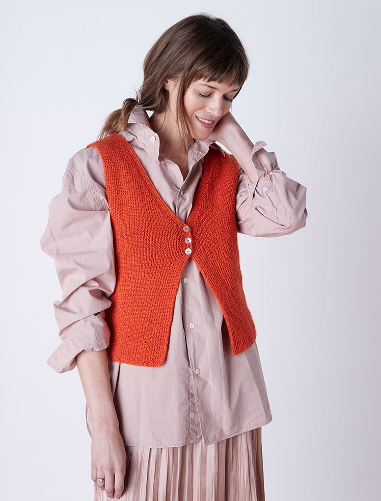 modèle tricot Gilet sans manches en Alpaga de Plassard
