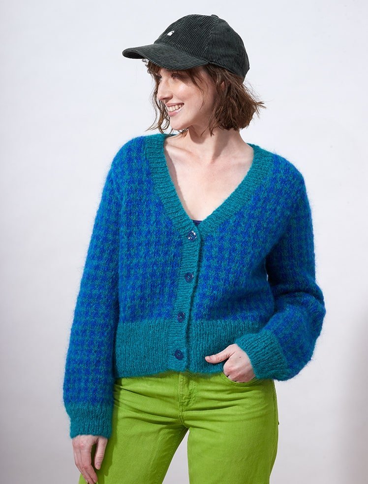 modèle tricot cardigan jacquard bicolore en  de Plassard